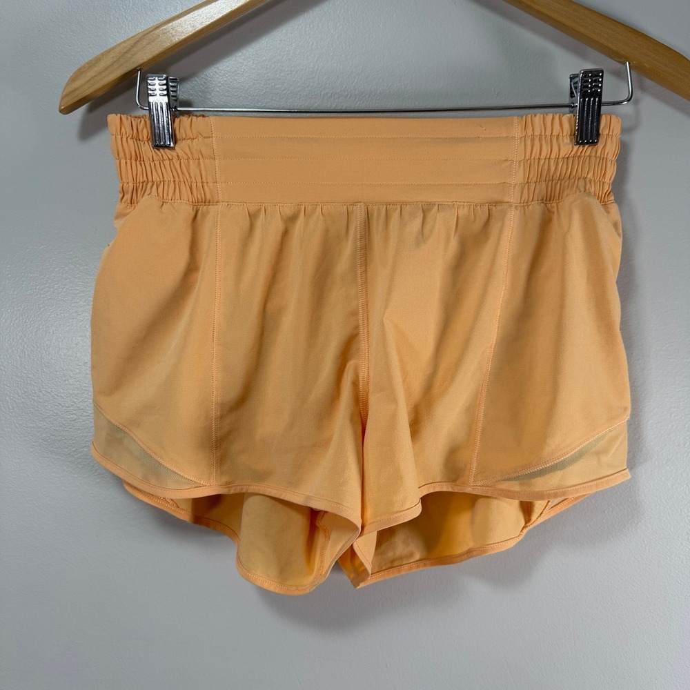 Lululemon Hotty Hot High-Rise Lined Shorts Orange Apricot Womens Size 6 2.5 Inch